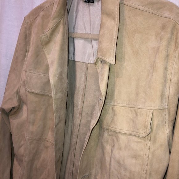 Theory, AS NEW, Khaki Suede Jacket 42 - Picture 2 of 3